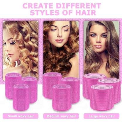 Complete heatless hair curler set package including ten styling clips and travel bag