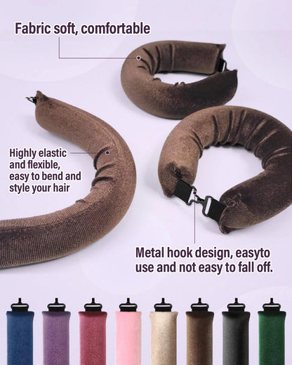 Satin head scarf included with overnight hair rollers set packaging