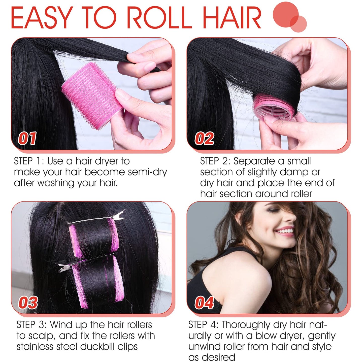 Close up view of self holding hair curler texture for secure grip and lift