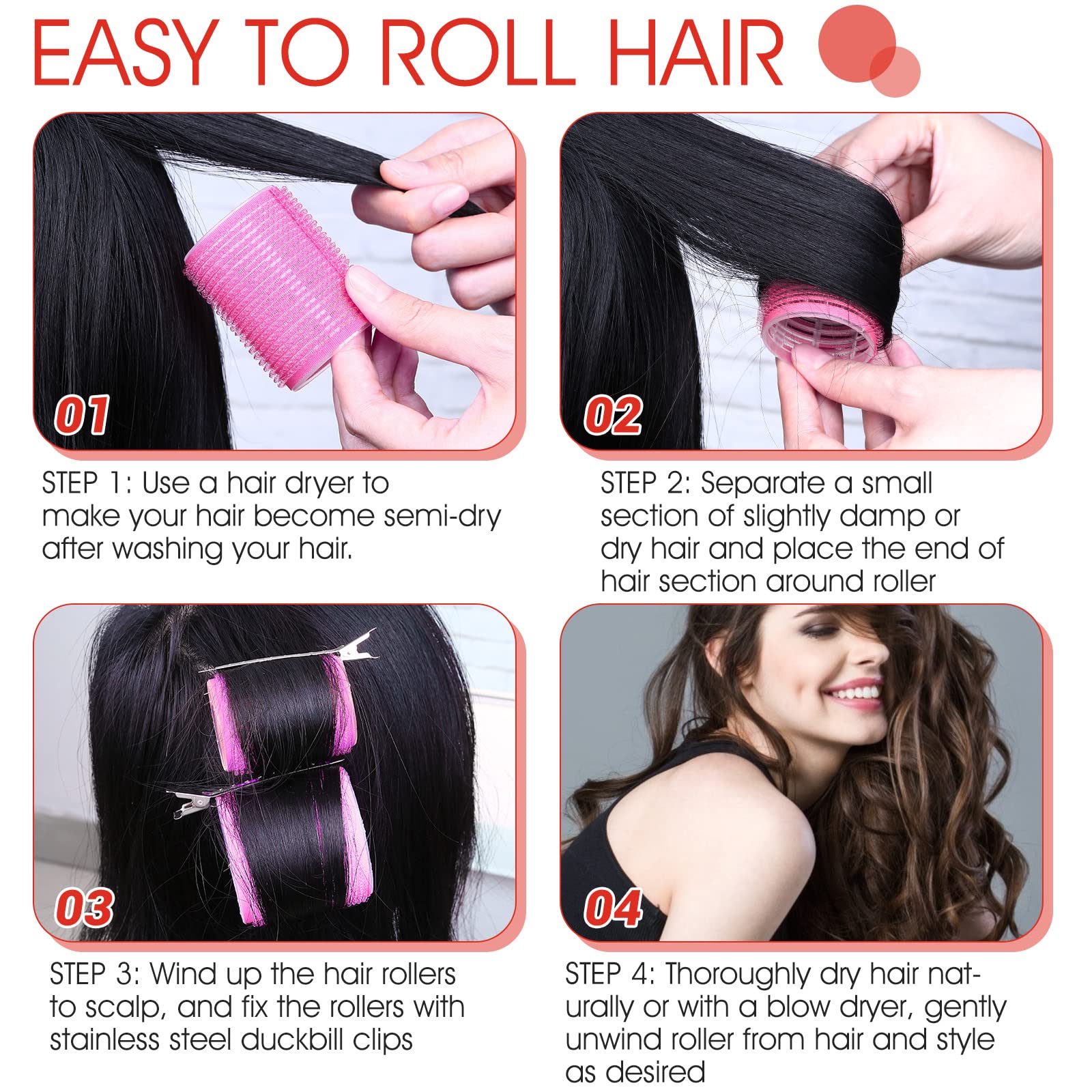 Close up view of self holding hair curler texture for secure grip and lift