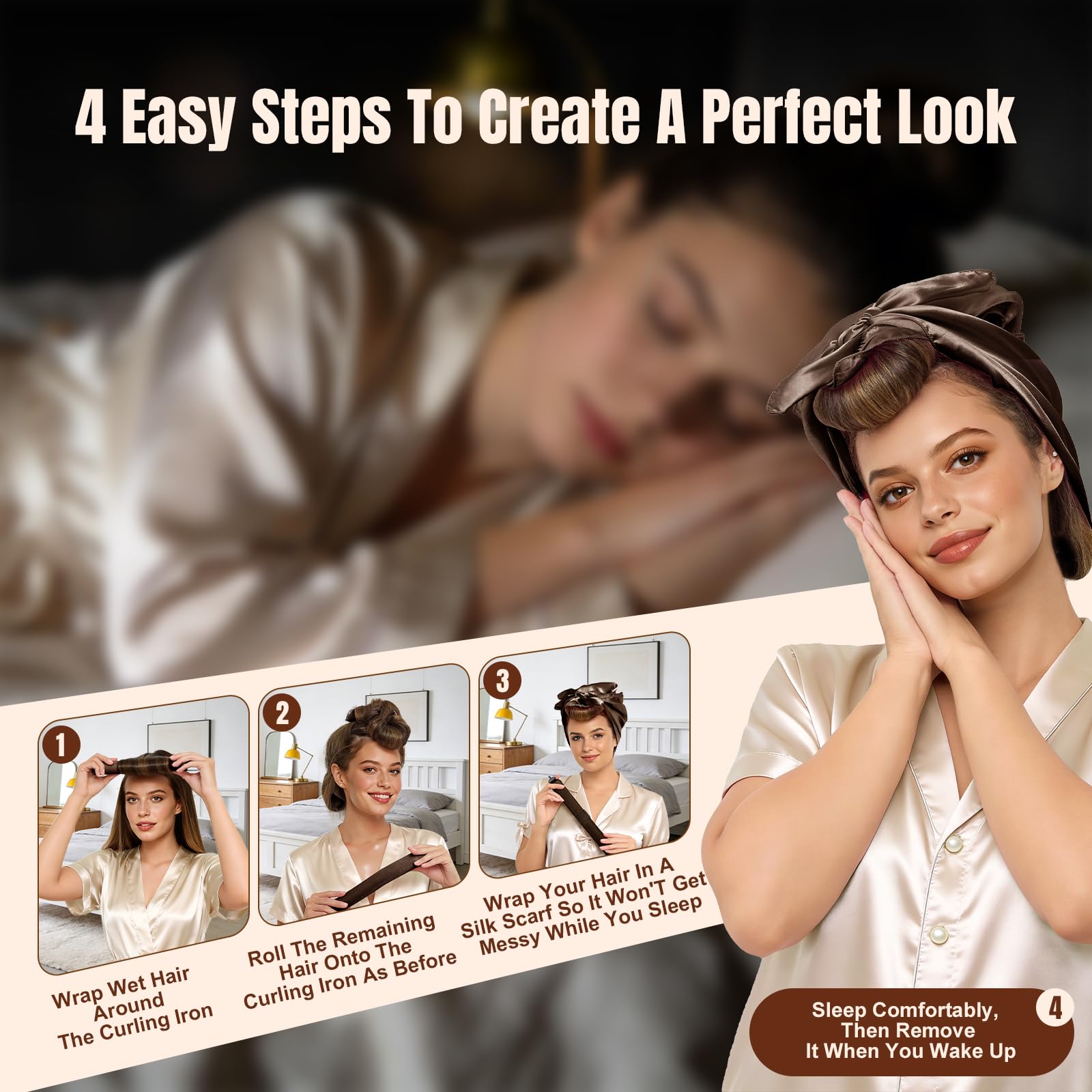 Premium velvet heatless hair rollers for overnight bouncy waves