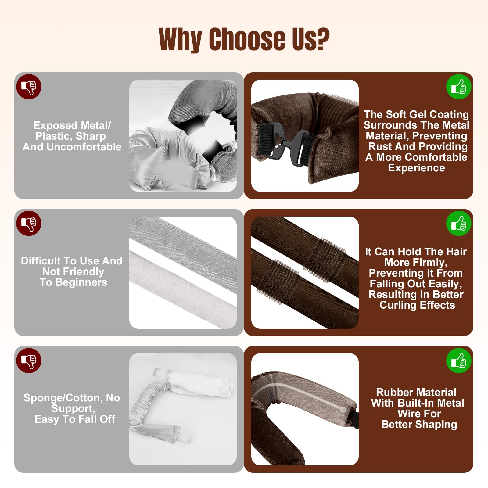 TULOBI brown overnight hair curlers lifestyle shot for heatless styling