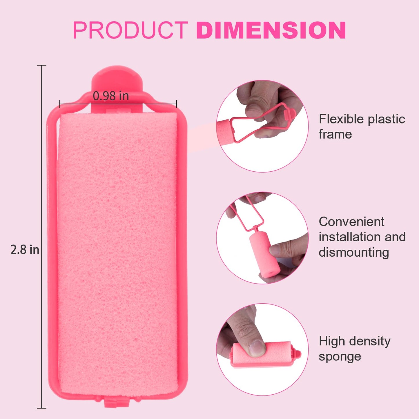 Soft sleeping hair curlers measuring two point eight inches in length