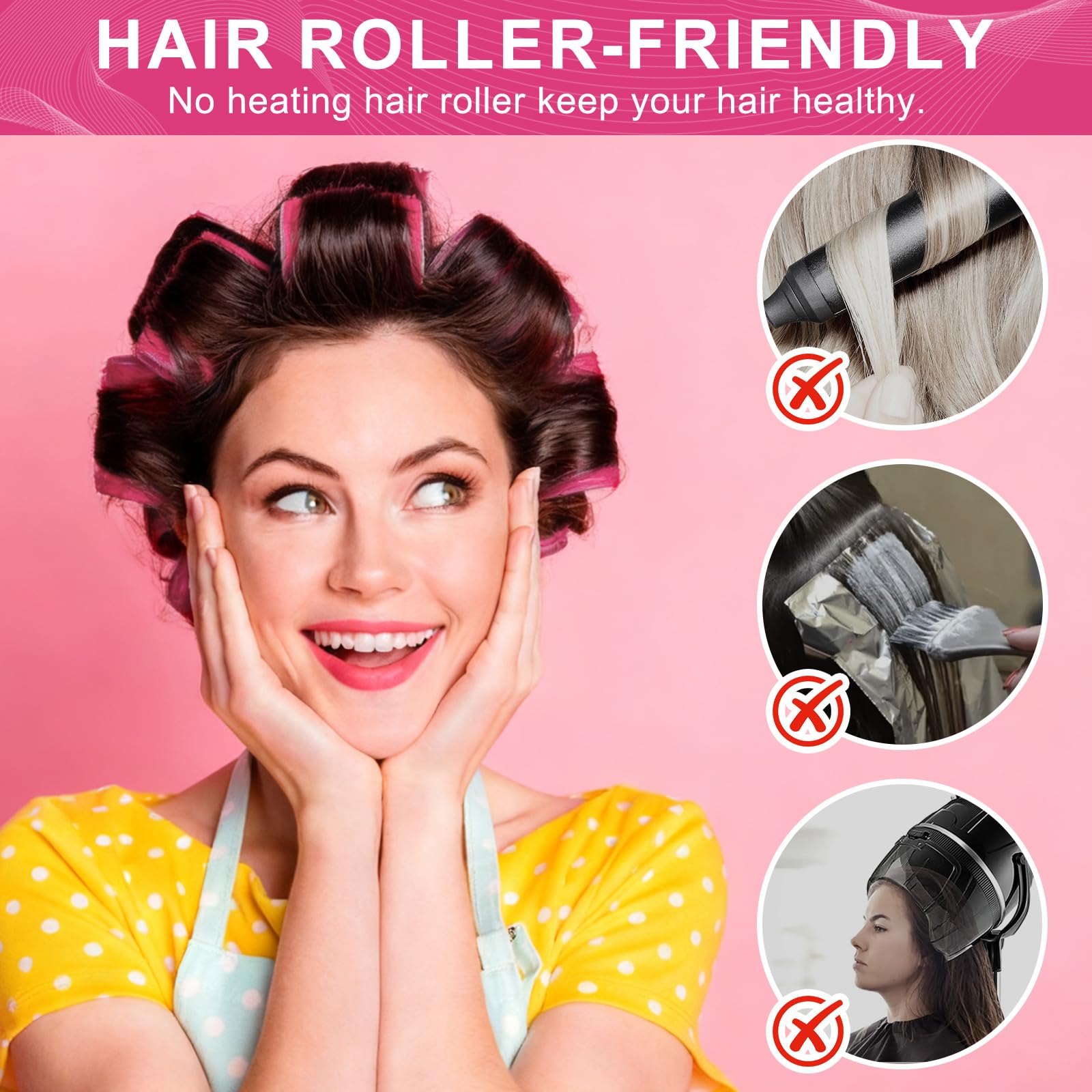 Using self grip rollers on damp hair for heatless styling