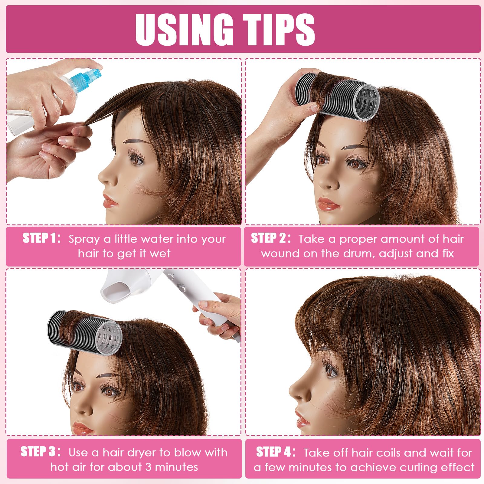 Close up of the 4.7 by 2 inch jumbo thermal hair rollers showcasing the self gripping material.