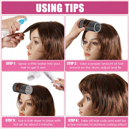 Close up of the 4.7 by 2 inch jumbo thermal hair rollers showcasing the self gripping material.