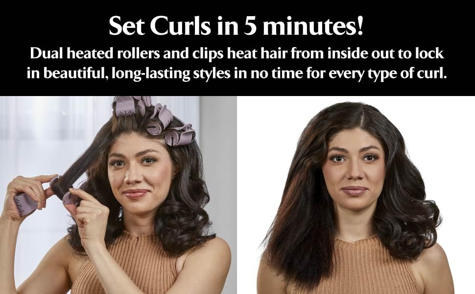 Remington T Studio Thermaluxe hair setter demonstrating the two different roller sizes side by side
