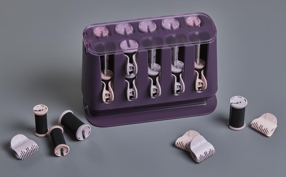 Complete packaging view of the USA imported Remington Pro Hair Setter hot rollers with all twenty clips