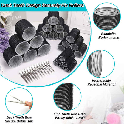 Black mesh storage bag filled with Selizo hair rollers and styling accessories