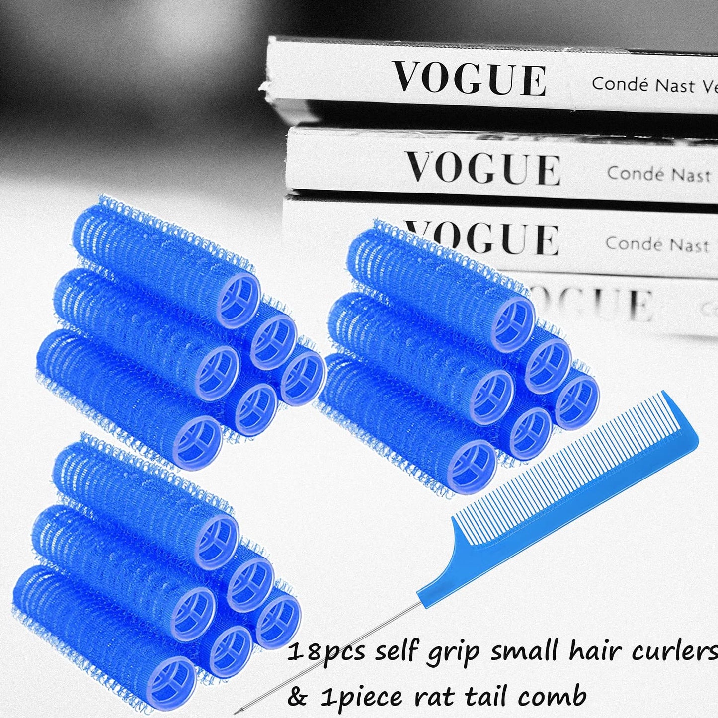 Close up of small heatless roller hair rollers for volume and curling short hair