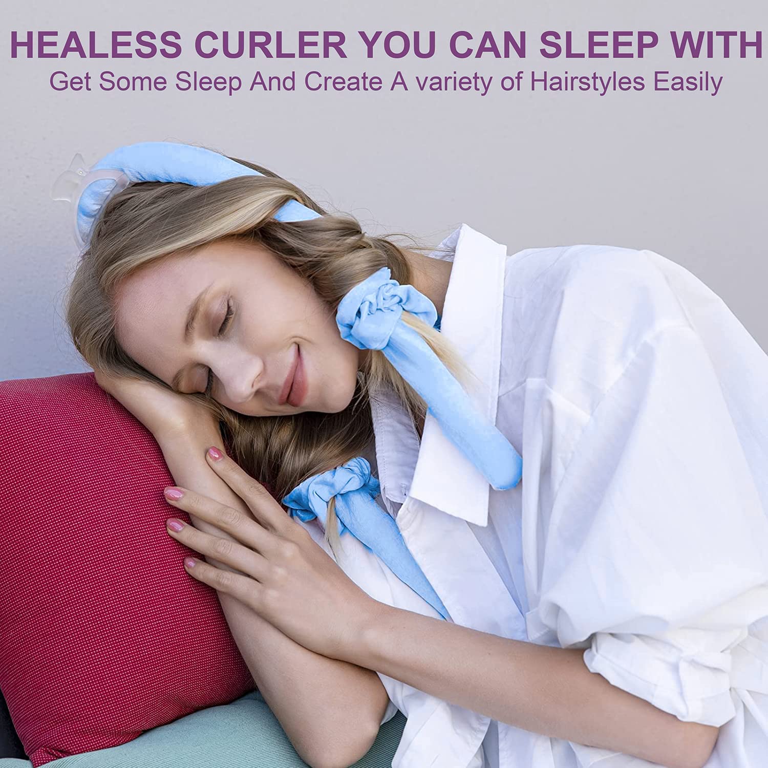 Premium heatless hair curlers for women to create damage free overnight sleeping curls.