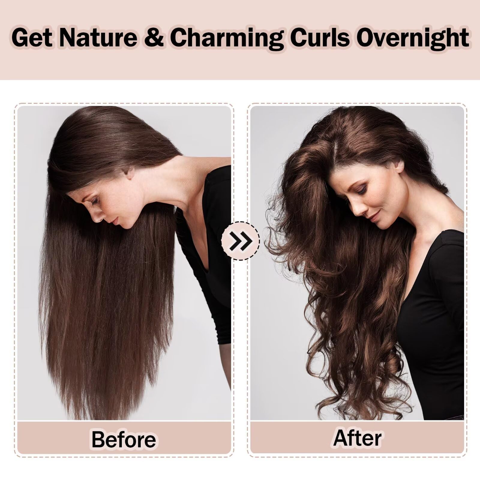 Overnight heatless curling rod set layout including hair bonnet and accessories