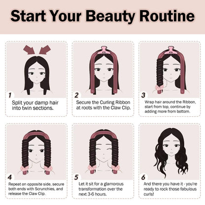 Seritant pink heatless hair curler set components laid out on plain background
