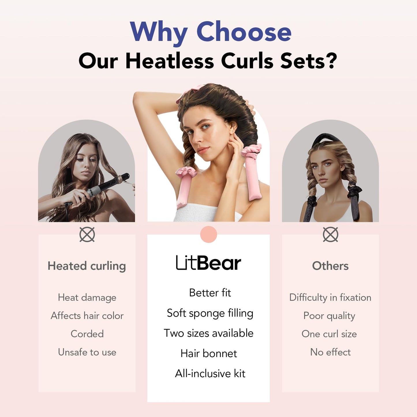 LitBear velvet hair curling rod flat top design showing close up material texture