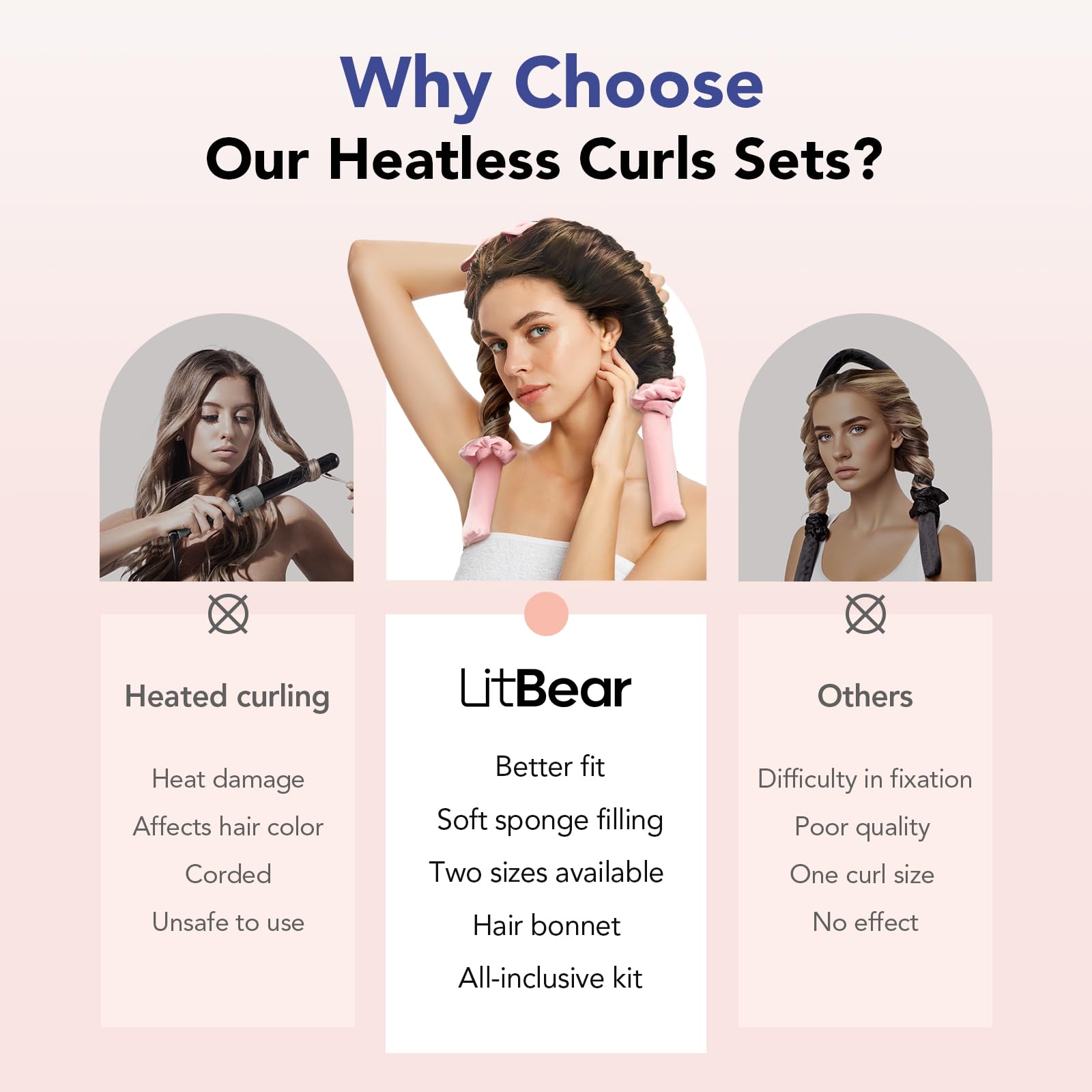 LitBear velvet hair curling rod flat top design showing close up material texture