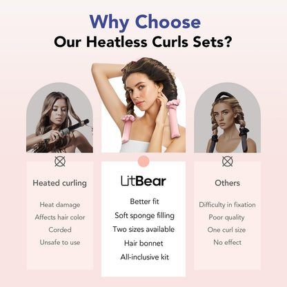 LitBear velvet hair curling rod flat top design showing close up material texture