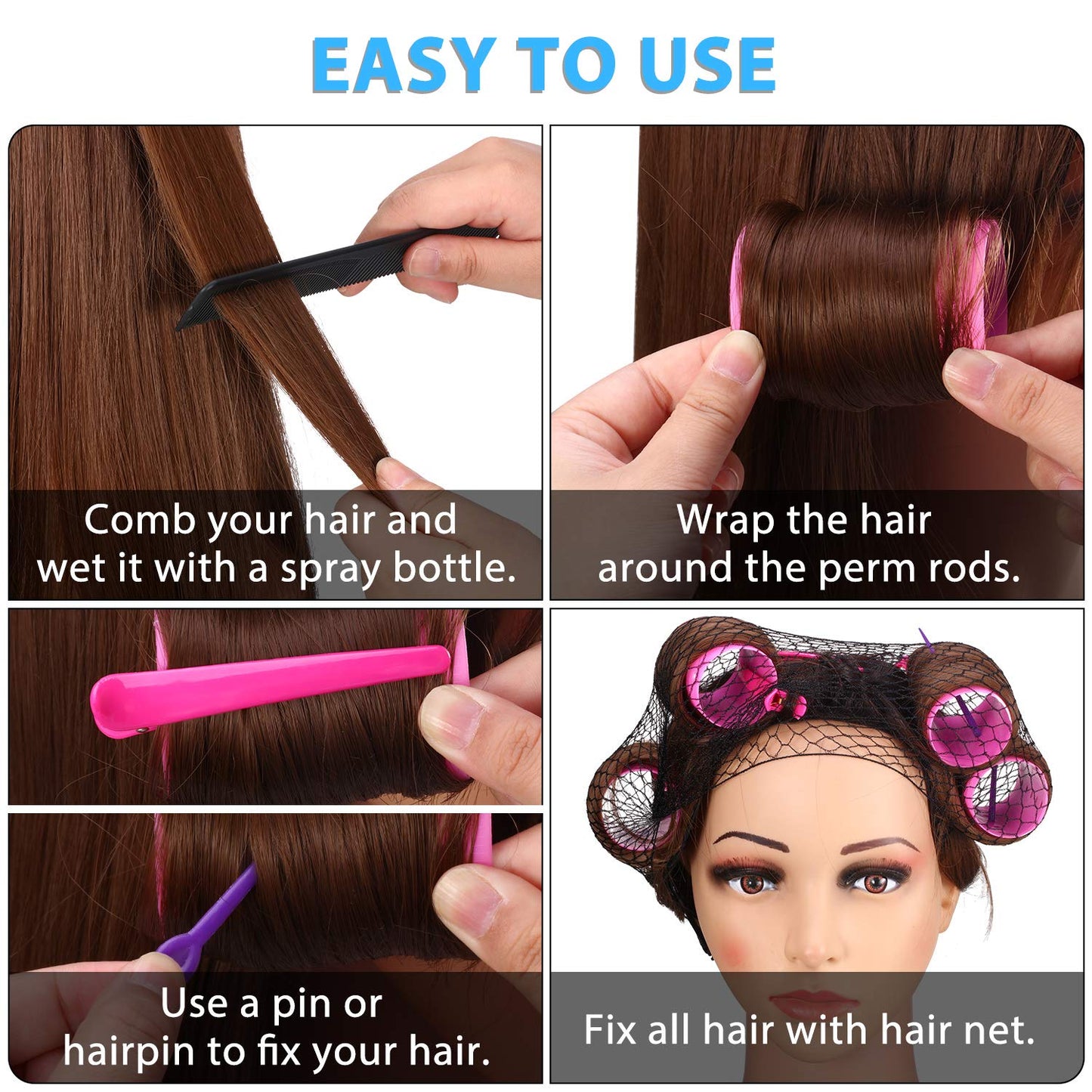 Close-up of the smooth texture of WILLBOND heatless hair rollers that prevent tangling and pulling.