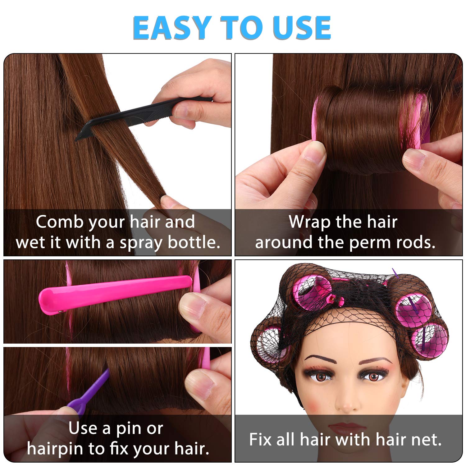 Close-up of the smooth texture of WILLBOND heatless hair rollers that prevent tangling and pulling.