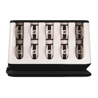 Remington argan oil and keratin infused hair setters inside the heated base unit