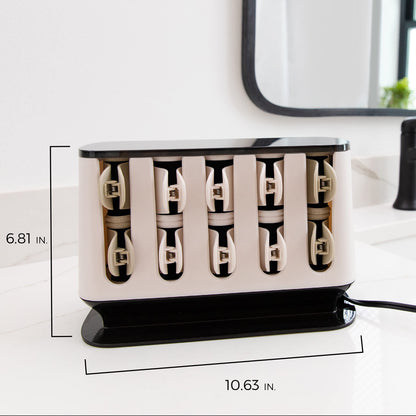Full kit view of the twenty piece Remington Shine Therapy professional hair curler system