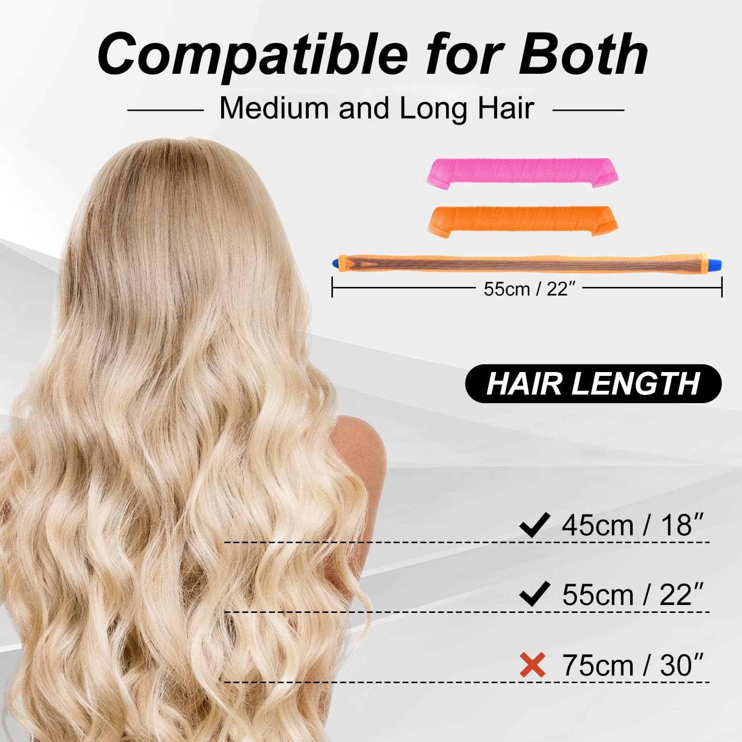 Authentic USA imported CEKEME beauty rollers for creating heatless waves on long hair types