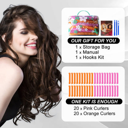 Forty count no heat spiral hair styling formers kit for salon quality results