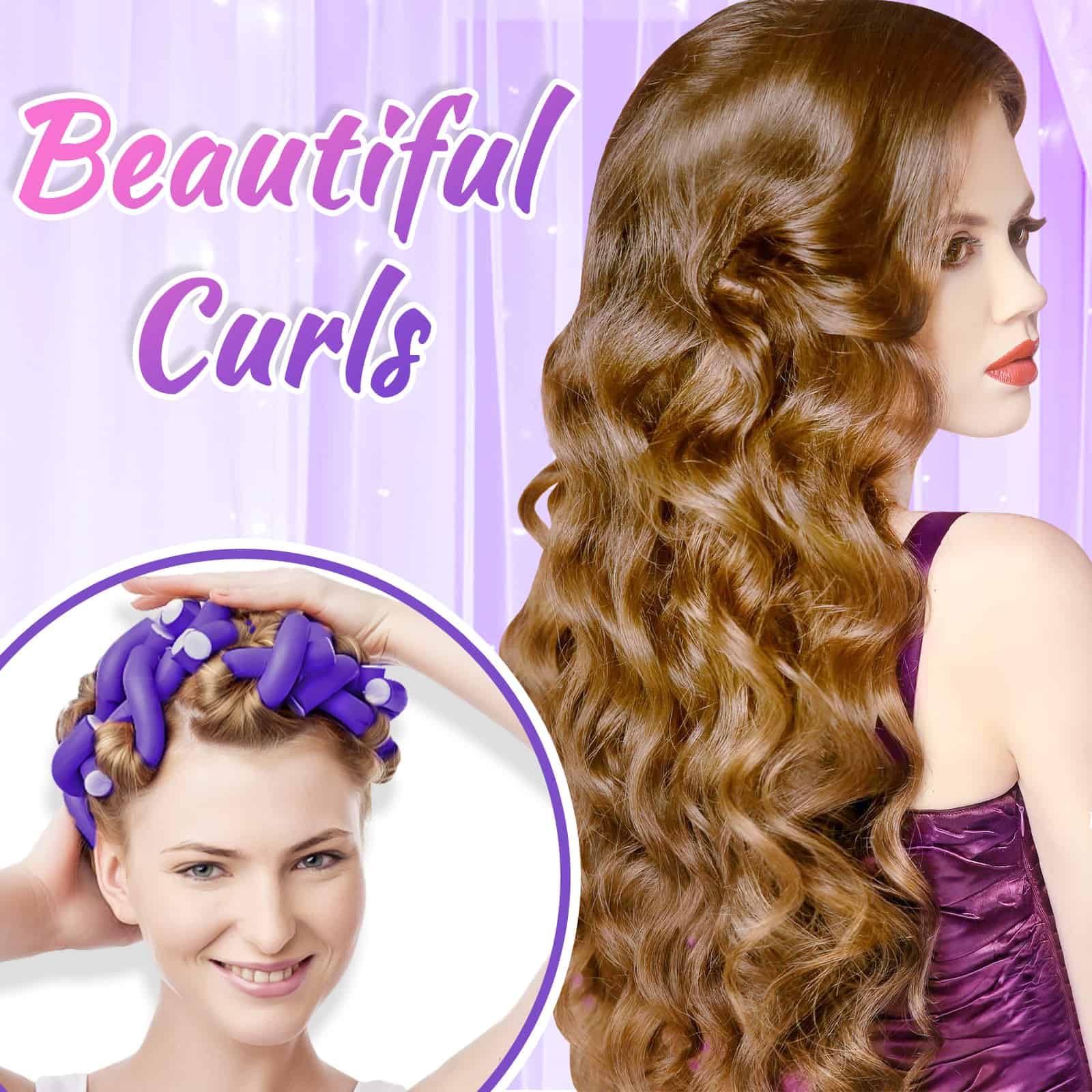 Heatless flexible curling rollers for short medium and long hair styling