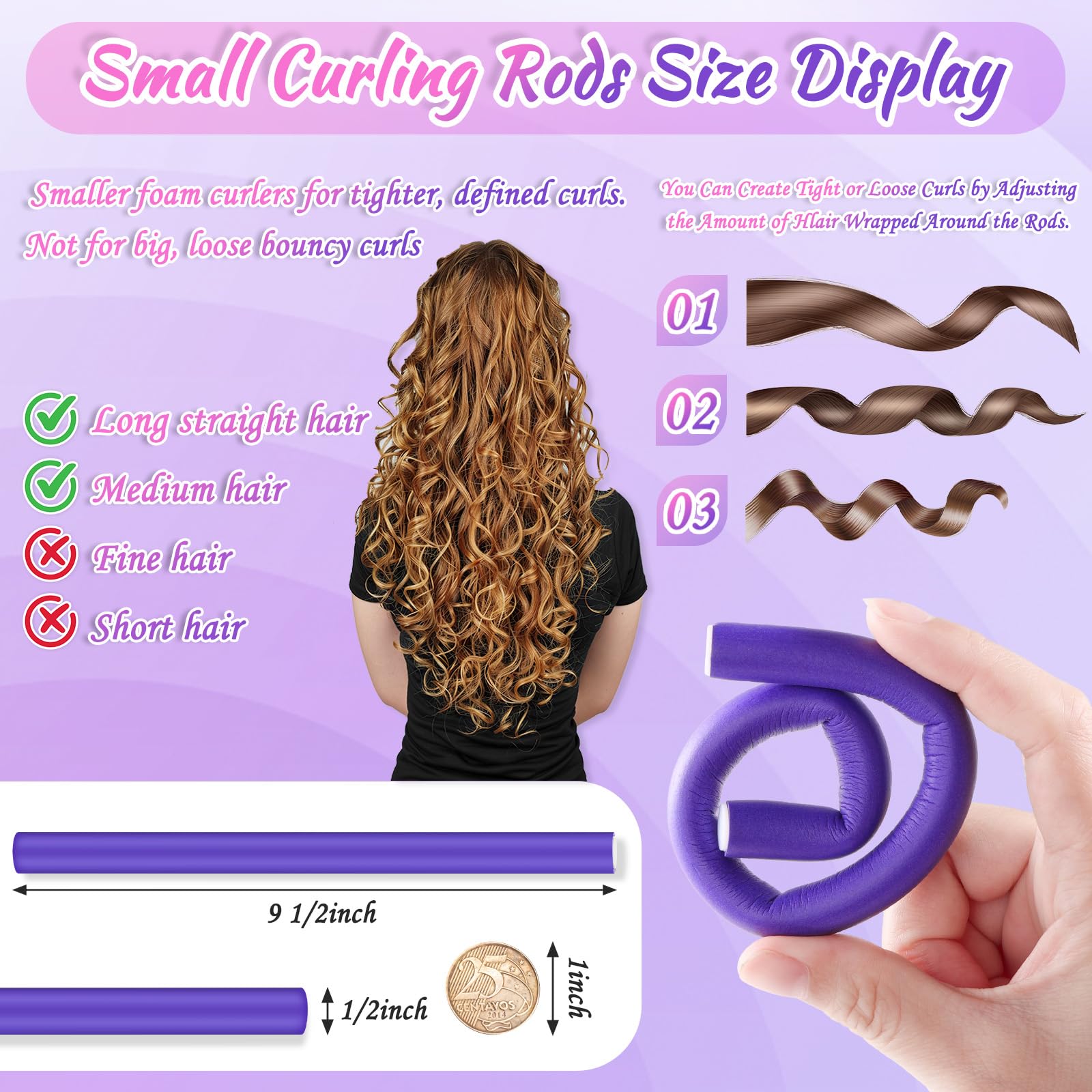 Soft foam twist flex hair rollers with included sectioning tail comb