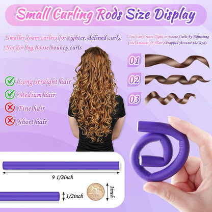 Soft foam twist flex hair rollers with included sectioning tail comb