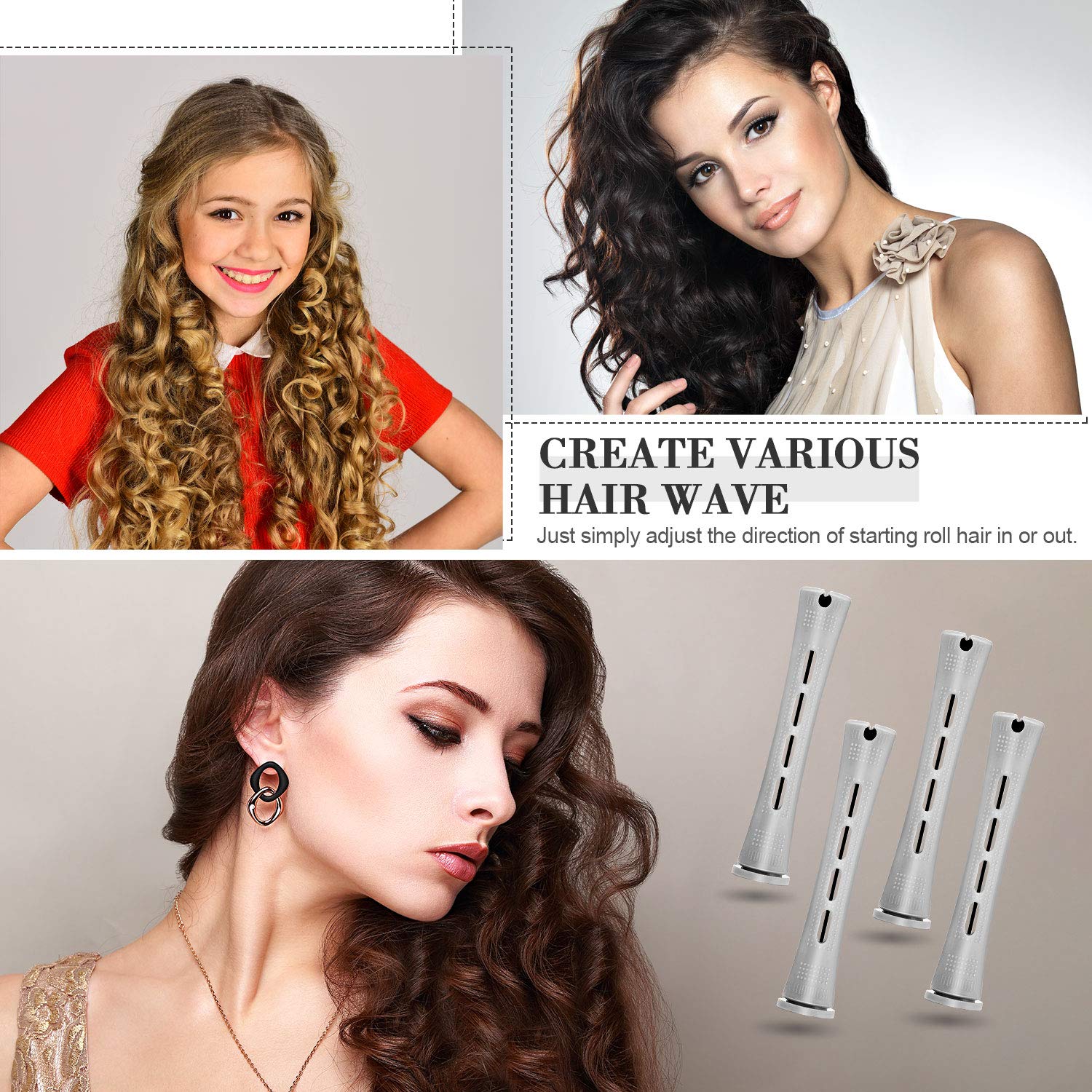 Complete 37 piece hairdressing kit featuring white cold wave rods and styling comb.