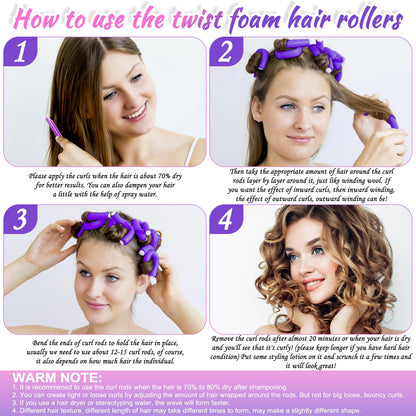 Bendable overnight hair curlers for heatless styling and damage free volume