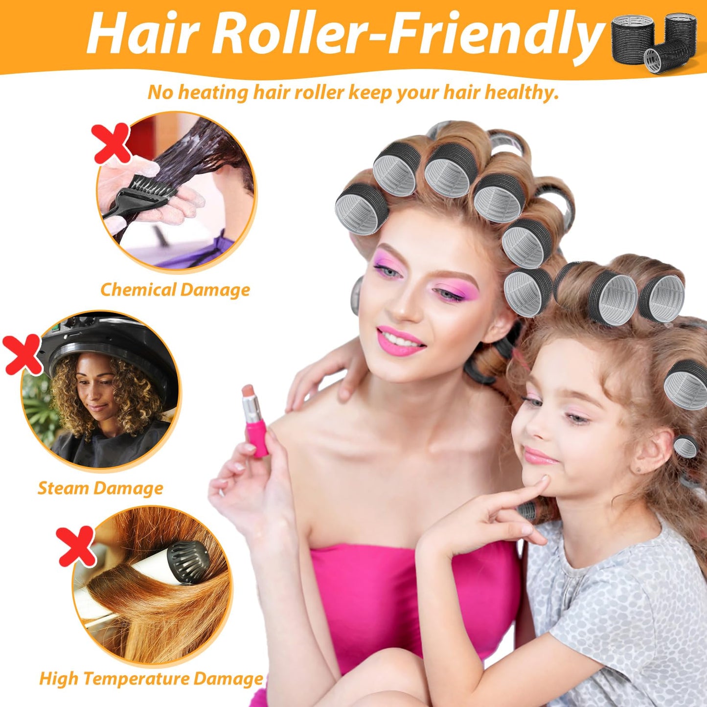 Stainless steel duckbill clips included in the heatless hair curler kit