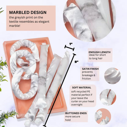 Close-up of the smooth satin material and snap closure on the Kitsch flexible curling rods.