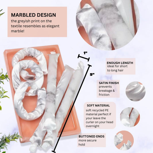 Close-up of the smooth satin material and snap closure on the Kitsch flexible curling rods.