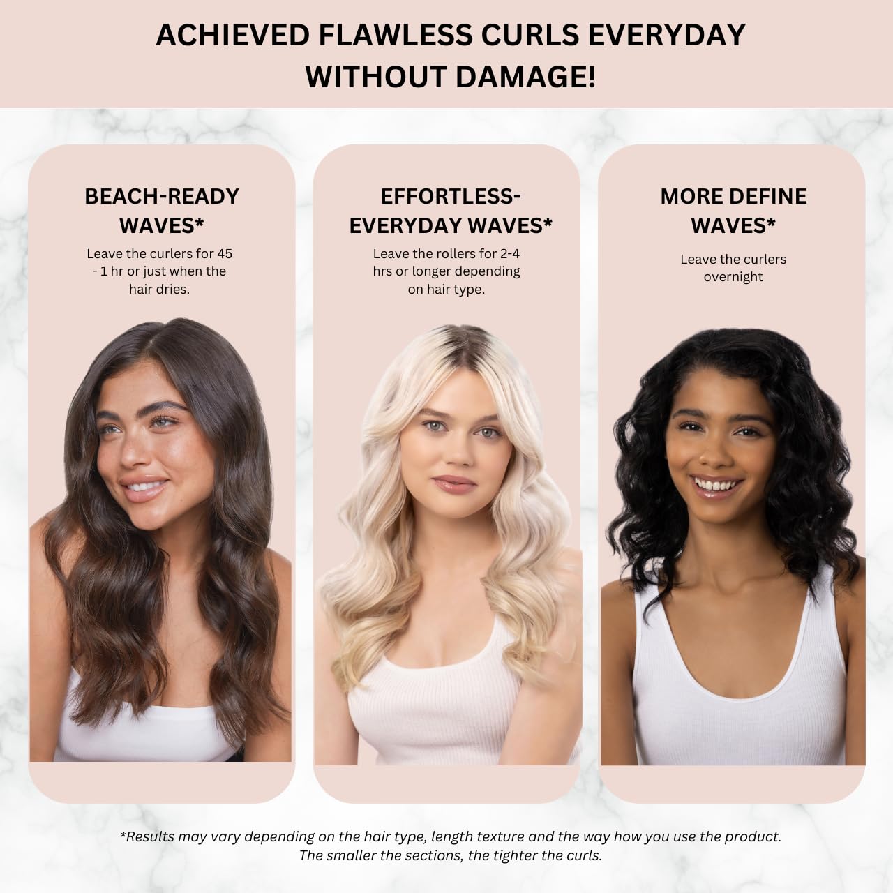 Kitsch overnight blowout rods packaged together highlighting the elegant marble design.