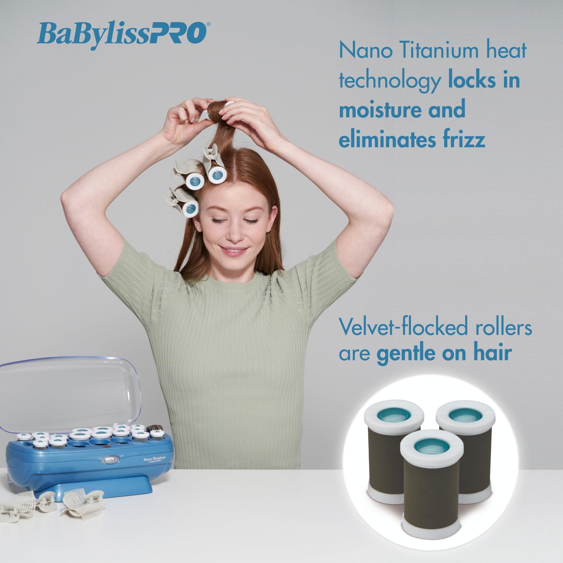BaBylissPRO professional heated roller hairsetter packaging with premium butterfly styling clips