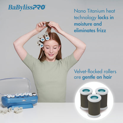 BaBylissPRO professional heated roller hairsetter packaging with premium butterfly styling clips