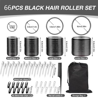 JZko self-grip hair curlers displayed alongside the included black styling comb and storage bag.
