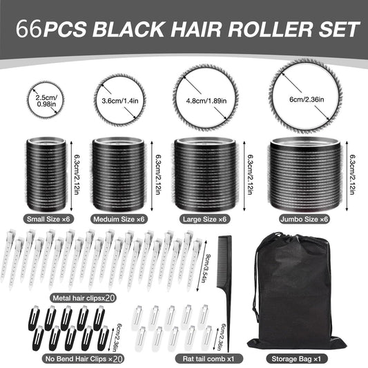 JZko self-grip hair curlers displayed alongside the included black styling comb and storage bag.