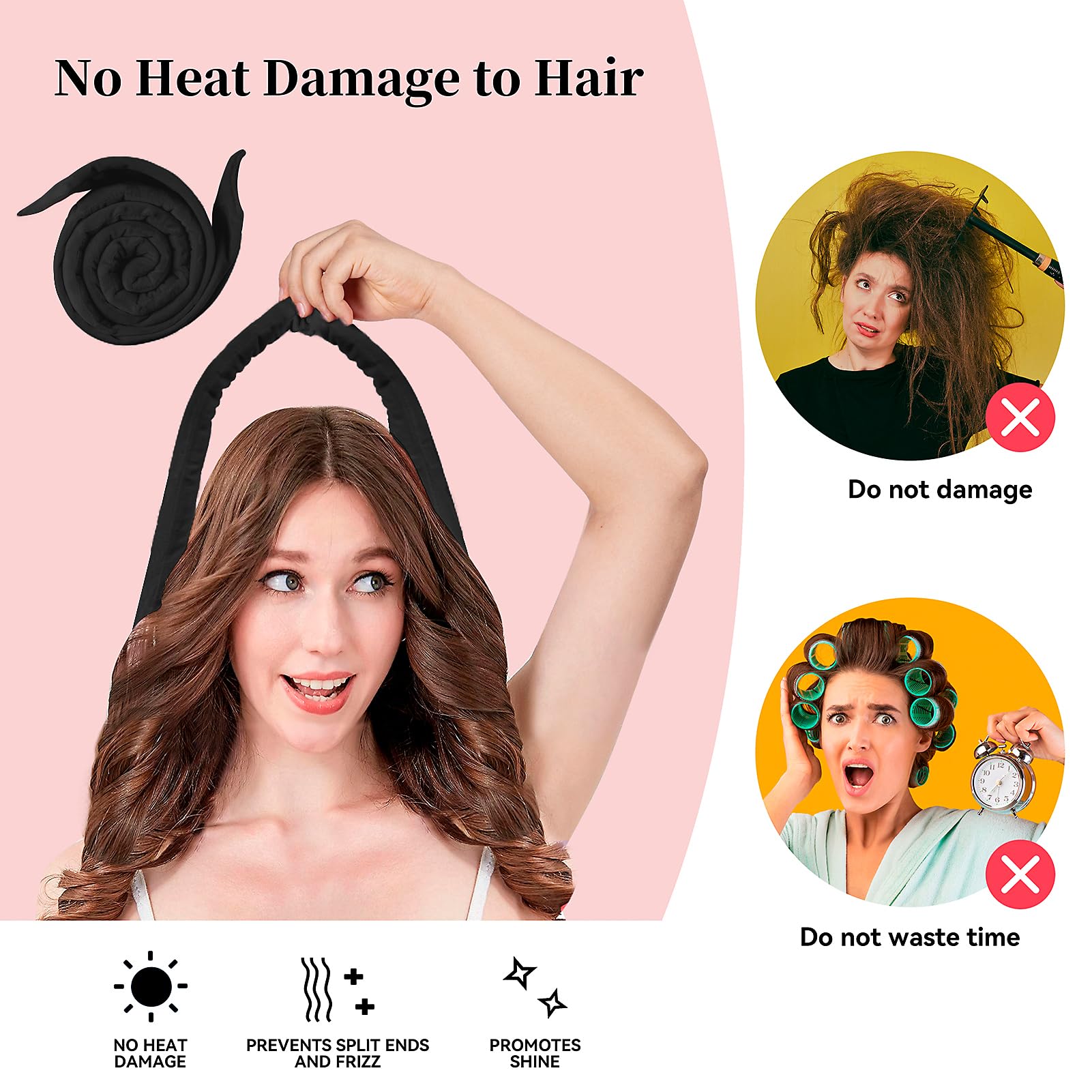 Premium velvet heatless hair curler wrap for women showing soft texture and grip.