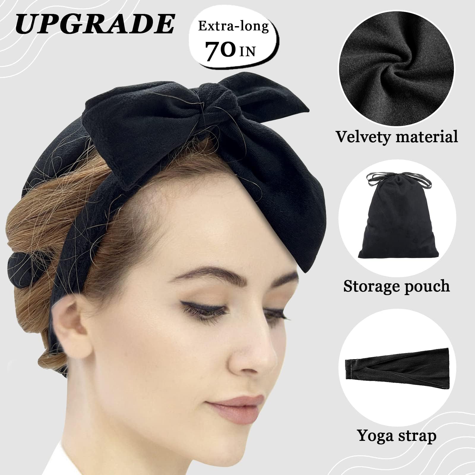 ZILAMPU overnight heatless hair curler set wrapped securely on long hair.