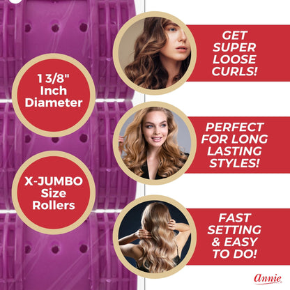 Six pack of professional heat free volume hair rollers packaging details