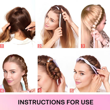 Lanzhire heat free curling headband being secured to hair for overnight waves