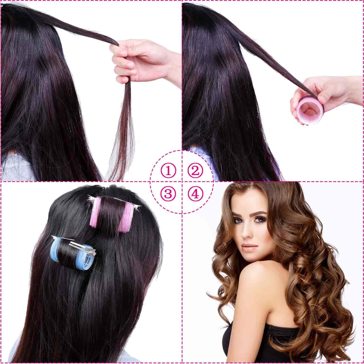 Close up view of the textured hook and loop surface on the pink and blue rollers