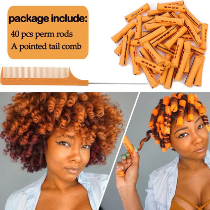 Demonstration of the secure locking mechanism on a large orange cold wave curling rod for natural hair strands.