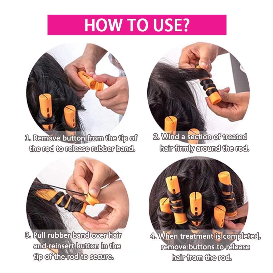 YOROSTAR curling rollers packaging contents demonstrating the large size dimensions suitable for long and short hair.