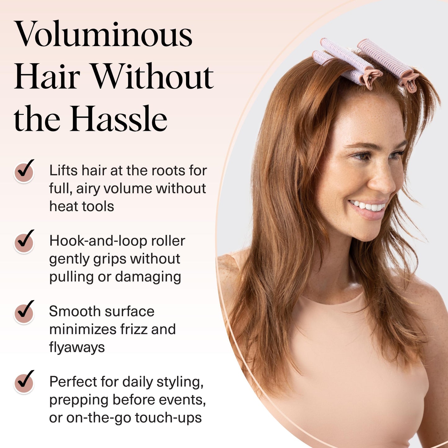 Kitsch root lifting clips for women being applied to damp hair for maximum crown volume