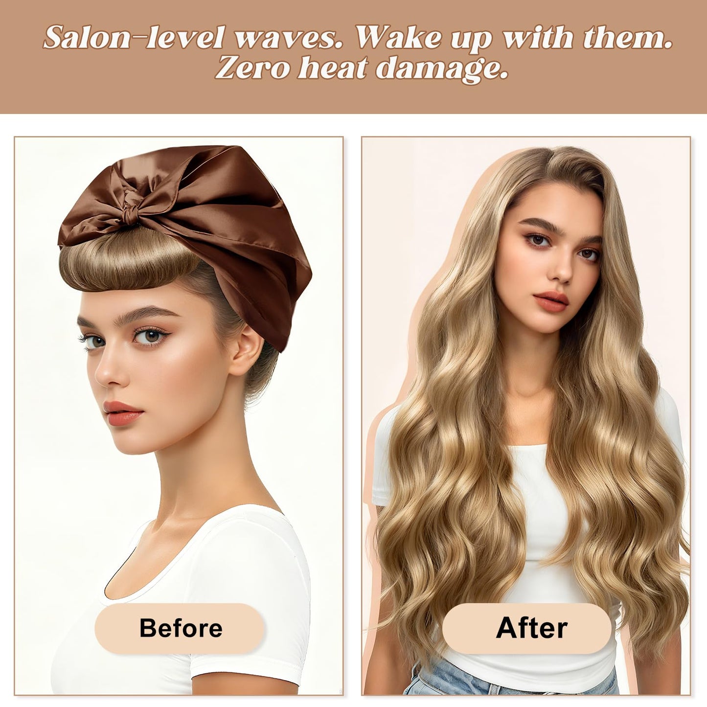 Demonstration of the luckybear overnight hair rollers being wrapped into long hair for damage free styling.