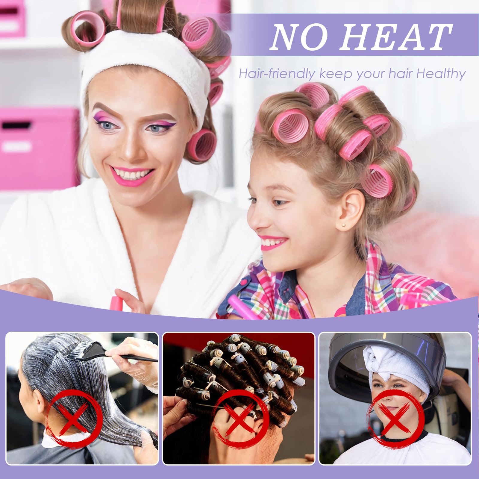 YHOVID hair styling set with forty metal clips and thirty rollers for voluminous blowout look