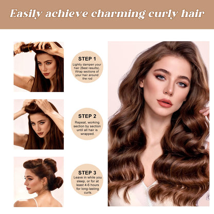 Side profile of the four piece jumbo velvet curling rods highlighting the different shades of brown.